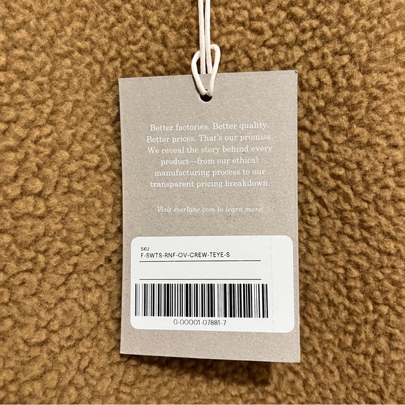 NWT Everlane ReNew Fleece Oversized Crew, Tiger Eye (Tan), Size Small - Picture 7 of 8